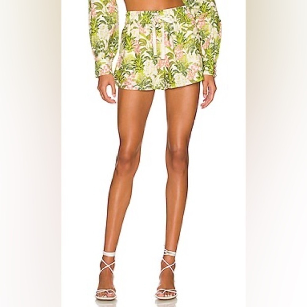 NWT Cami NYC Jillian Tropics Floral Drawstring Linen Shorts ONLY